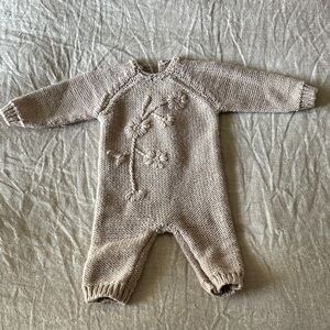 Zara Beige Floral Knit Kids Footie